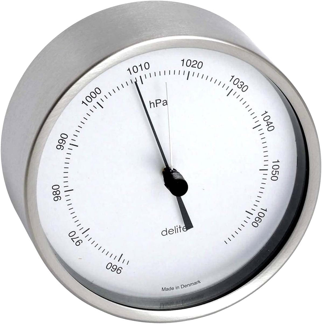 Delite Clausen 605500 Edelstahl gebürstet Barometer Zifferblatt satiniert B x H 100 mm x 44 mm