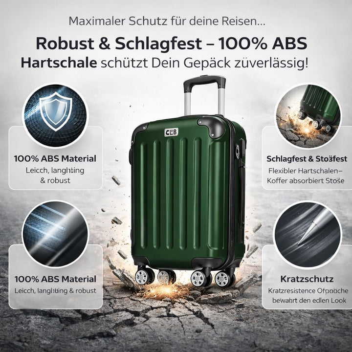 POSH Koffer mittelgross aus ABS - Leichter Hartschalen Trolley 65x45x25 cm - Reisekoffer 62L mit Zah