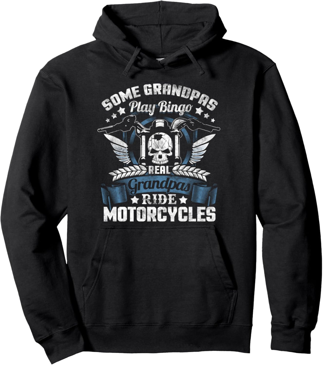 Echte Opas fahren Motorrad Geschenk Biker Papa Schädel Pullover Hoodie