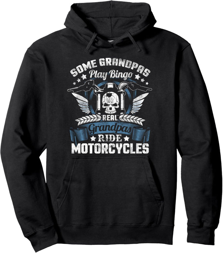 Echte Opas fahren Motorrad Geschenk Biker Papa Schädel Pullover Hoodie