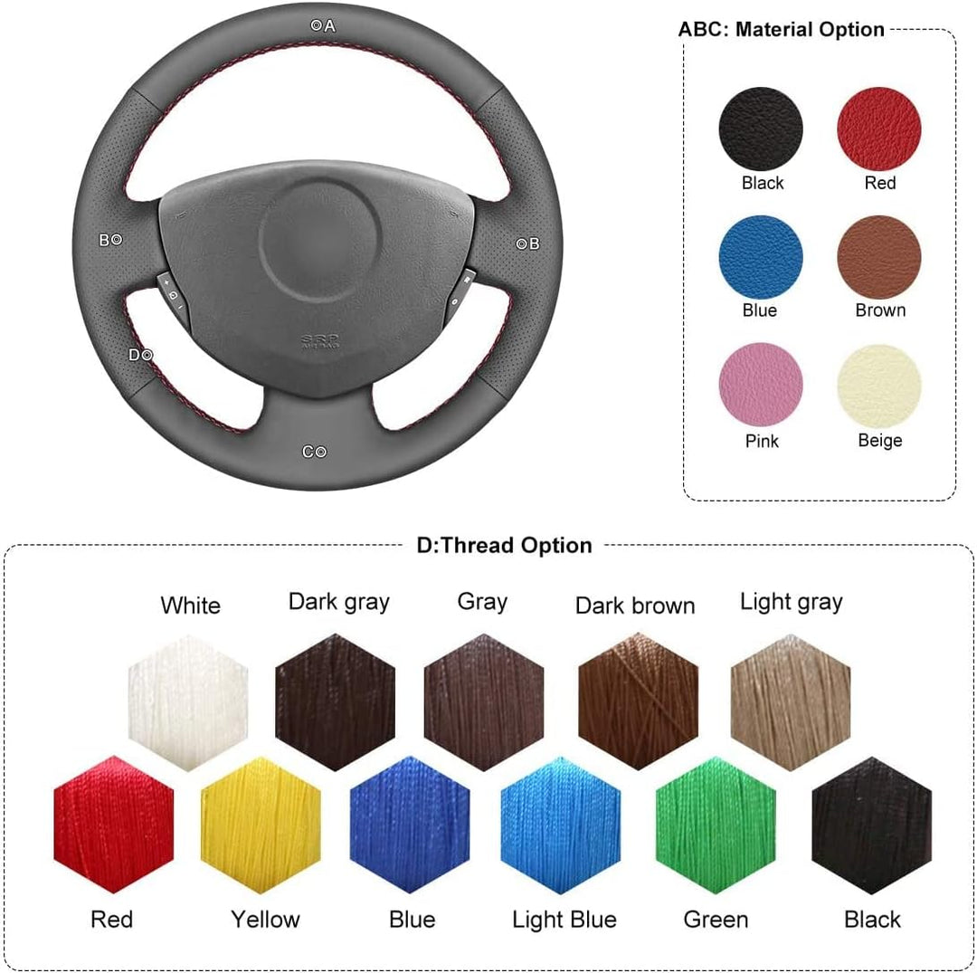 MEWANT Lenkradbezug für Renault Clio 2 / für Twingo 2 / für Dacia Sandero aus Mikrofaser-Leder Lenkr