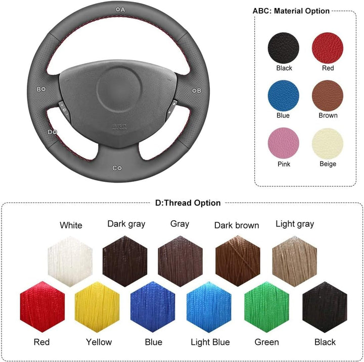 MEWANT Lenkradbezug für Renault Clio 2 / für Twingo 2 / für Dacia Sandero aus Mikrofaser-Leder Lenkr