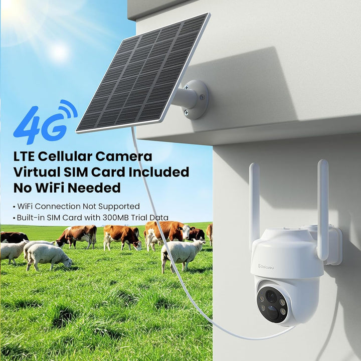 GALAYOU 4G LTE Überwachungskamera Aussen Akku Solar - 2K Kamera Überwachung Aussen mit SIM Karte, Oh