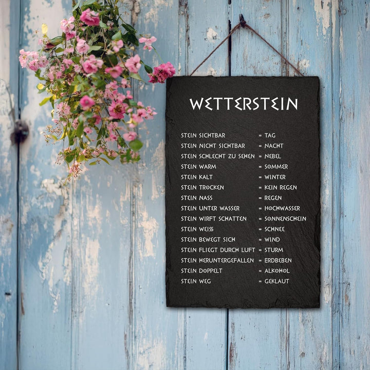 Finest Folia Wetterstein Wetterstation 20x30cm Schieferplatte für Garten Balkon Deko Schiefertafel T