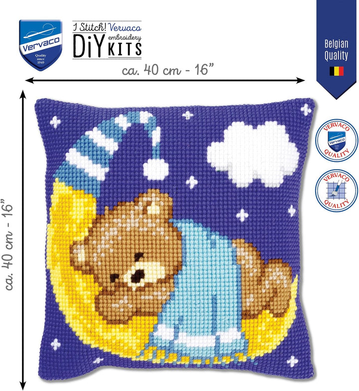 Vervaco Kreuzstichkissen/Stickkissen vorgedruckt, Leinen, blau, Blau