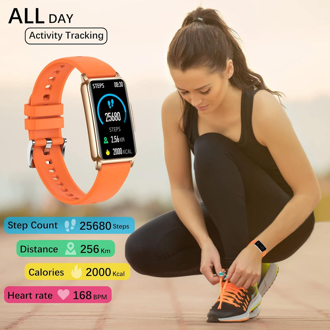 Smartwatch Damen, Schrittzähler Uhr IP68 Wasserdicht Fitness Tracker mit 123 Sportmodi, Fitnessuhr D