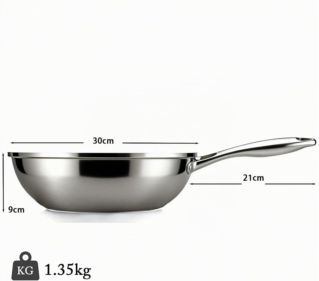 SSGP Titanium-Wokpfanne, 28-30 cm – Dreilagiger Induktionswok zum Scharfanbraten &amp; Stir Fry – Antiha