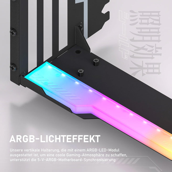 EZDIY-FAB Shield ARGB Vertikaler GPU Halter,115 mm PCIe 4.0 Riser,Schwarz, Schwarz