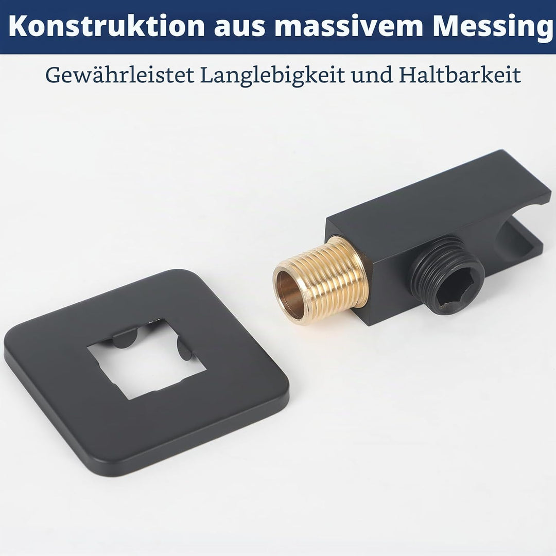 Wandanschlussbogen mit Brausehalter, Handbrausehalter mit 1/2" Wandanschlussbogen, Chrom Schlauchans