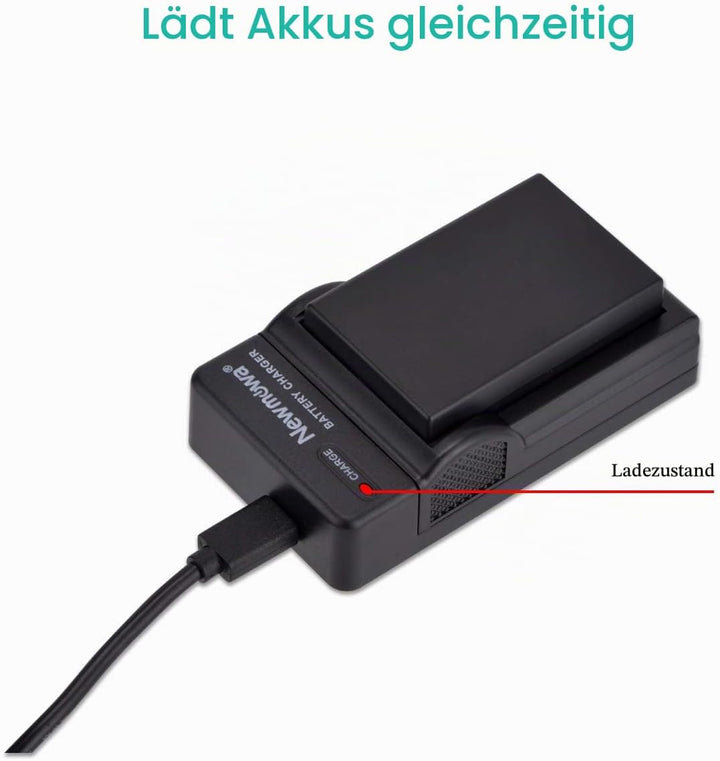Newmowa® EN-EL9 EN-EL9A Ersatz Akku (2er Pack) und tragbar Micro-USB-Ladegerät-Set für Nikon D3000,