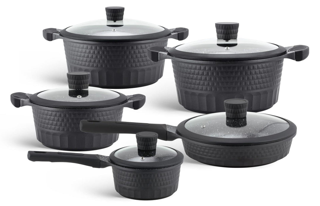 Edenberg 10 TLG Topfset Induktion, 5-teilig, Schwarz, Kochgeschirr-Set, Induktions-Töpfe, Kochtöpfe,