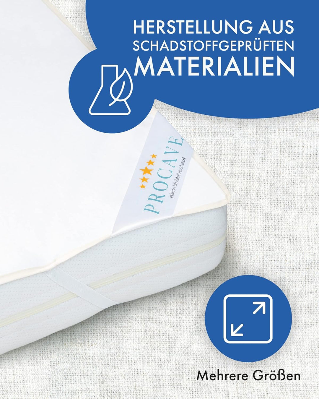 PROCAVE® Matratzenschoner 90x220 cm wasserdicht | Atmungsaktiver Matratzentopper mit Nässeschutz | I