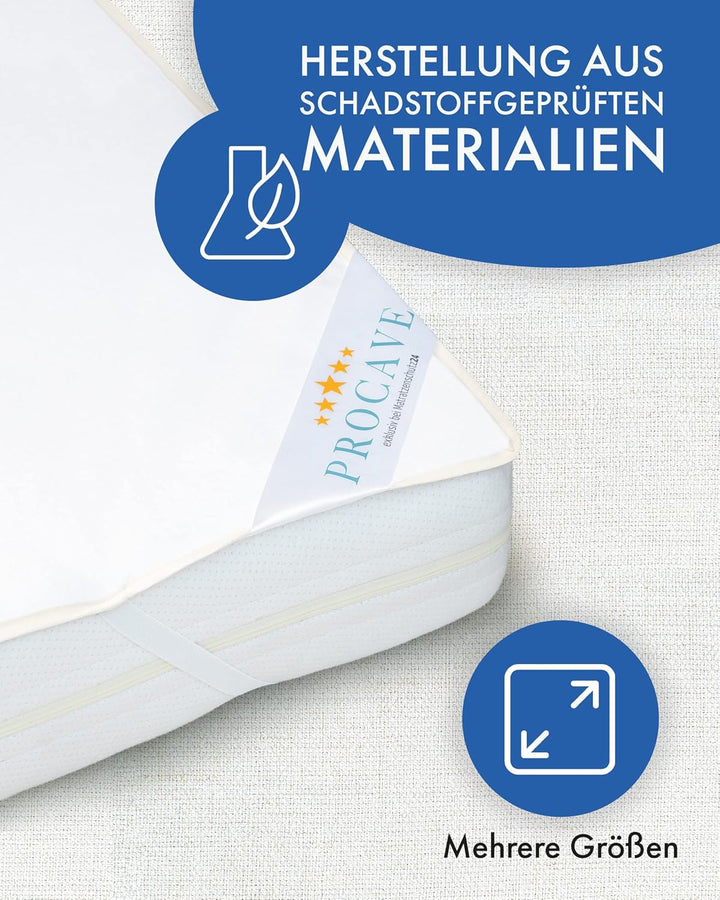 PROCAVE® Matratzenschoner 90x220 cm wasserdicht | Atmungsaktiver Matratzentopper mit Nässeschutz | I