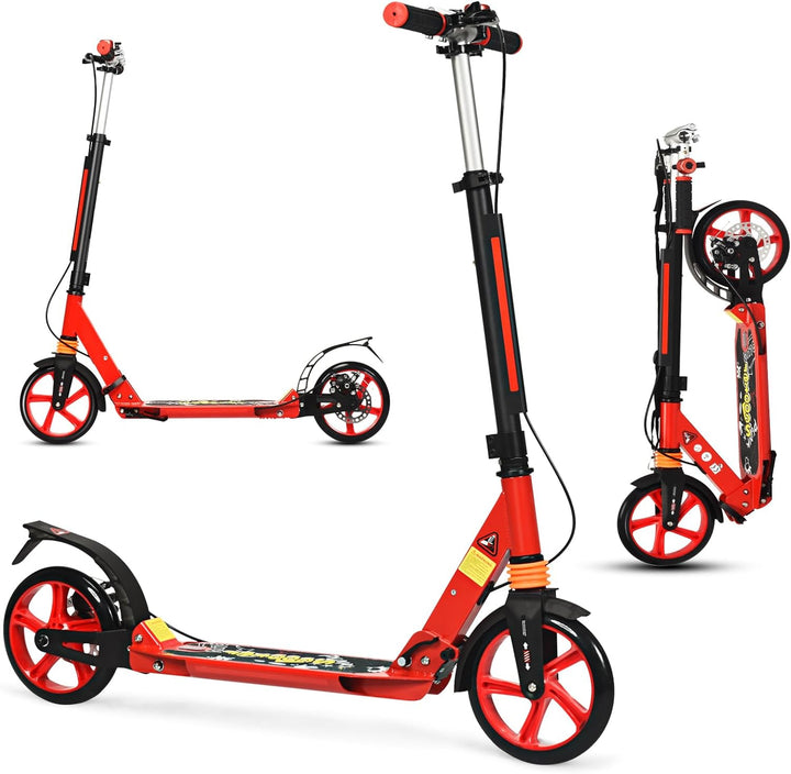 KOMFOTTEU Tretroller klappbar & höhenverstellbar, Scooter mit PU-Räder & Kingel, Kickscooter Cityrol