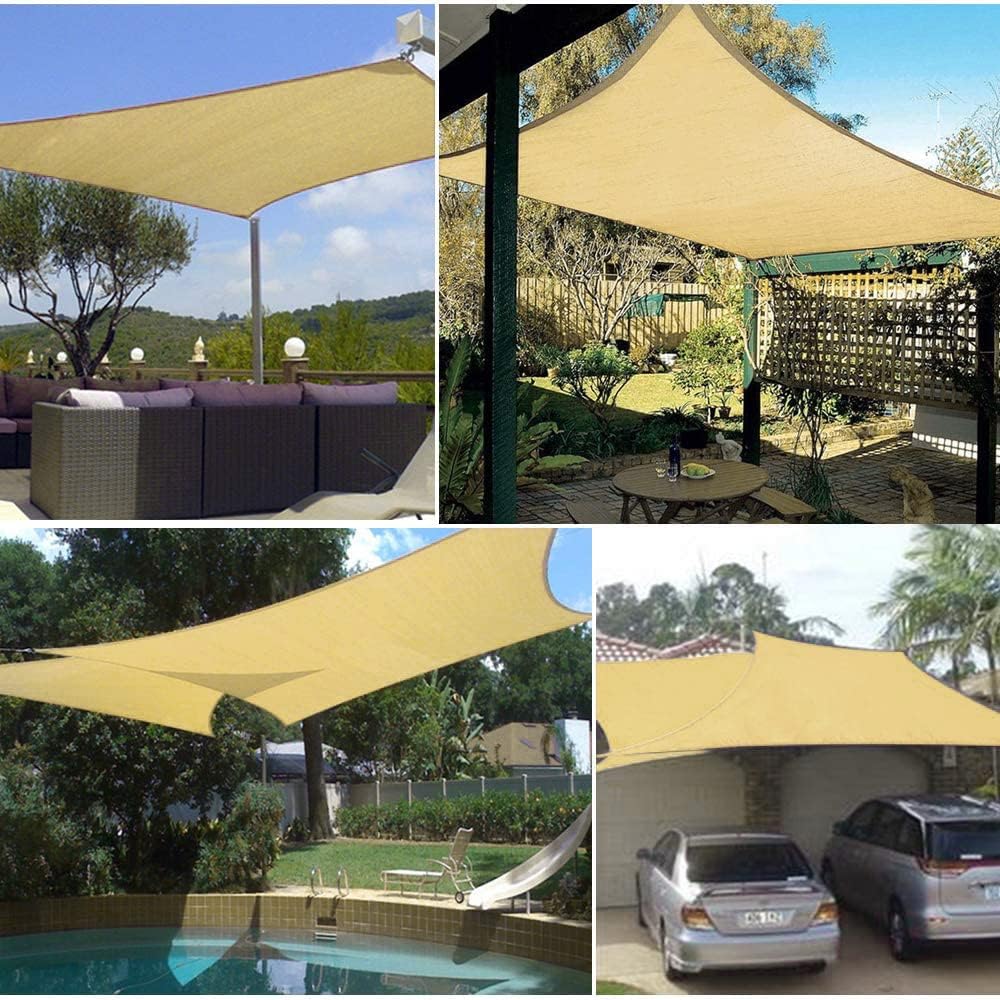 Dripex Sonnensegel wasserdicht Sonnenschutz Set 2X3 m inkl Befestigungsseile Rechteckig Polyester Im