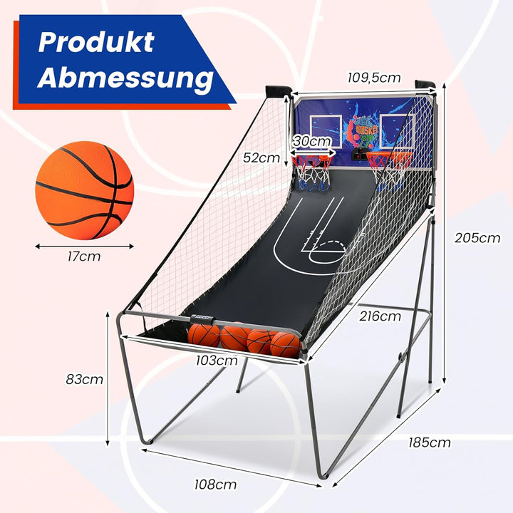 GOPLUS Basketball-Schiessmaschine, Basketballständer inkl. 4 Basketbälle und Pumpe, Basketballkorb k