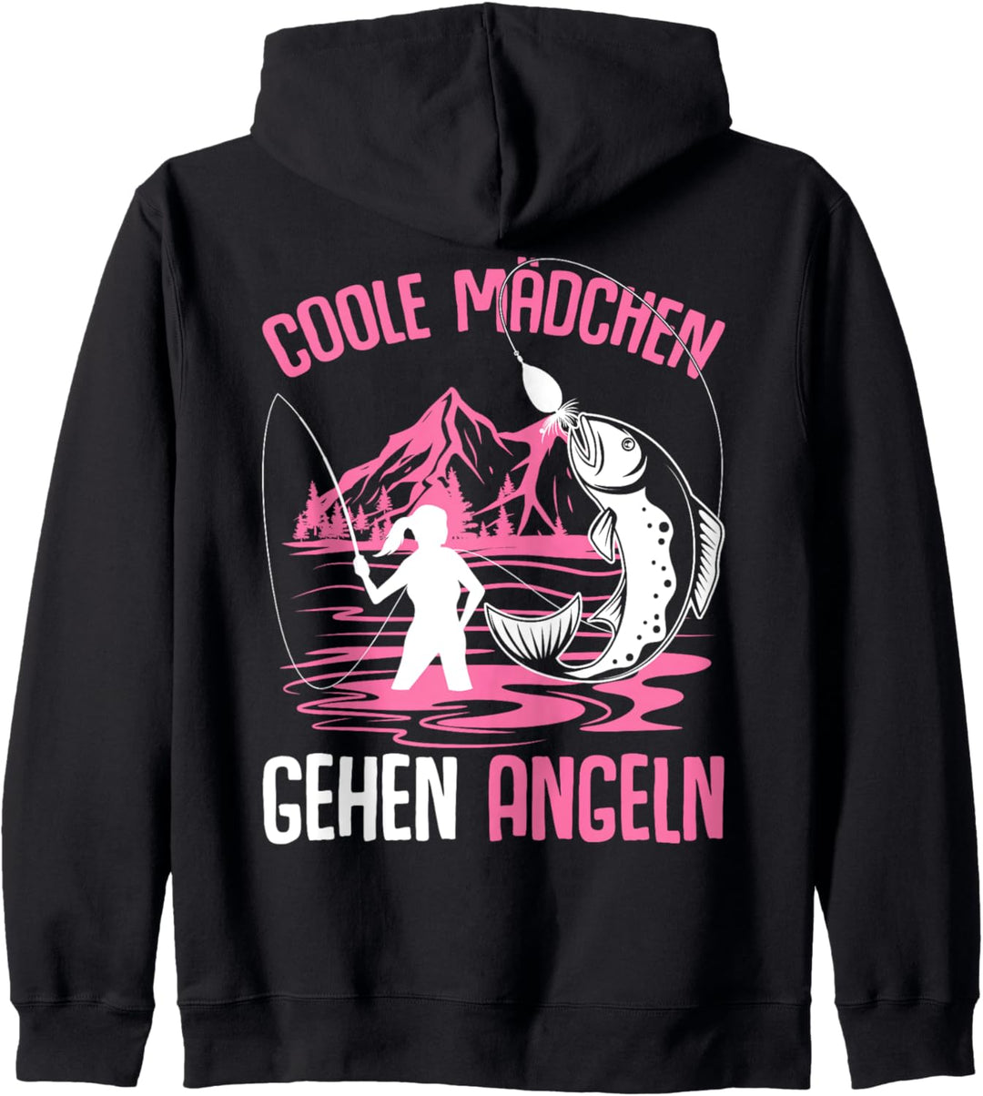 Coole Mädchen gehen Angeln Angler Fischer Kinder Angel Kapuzenjacke