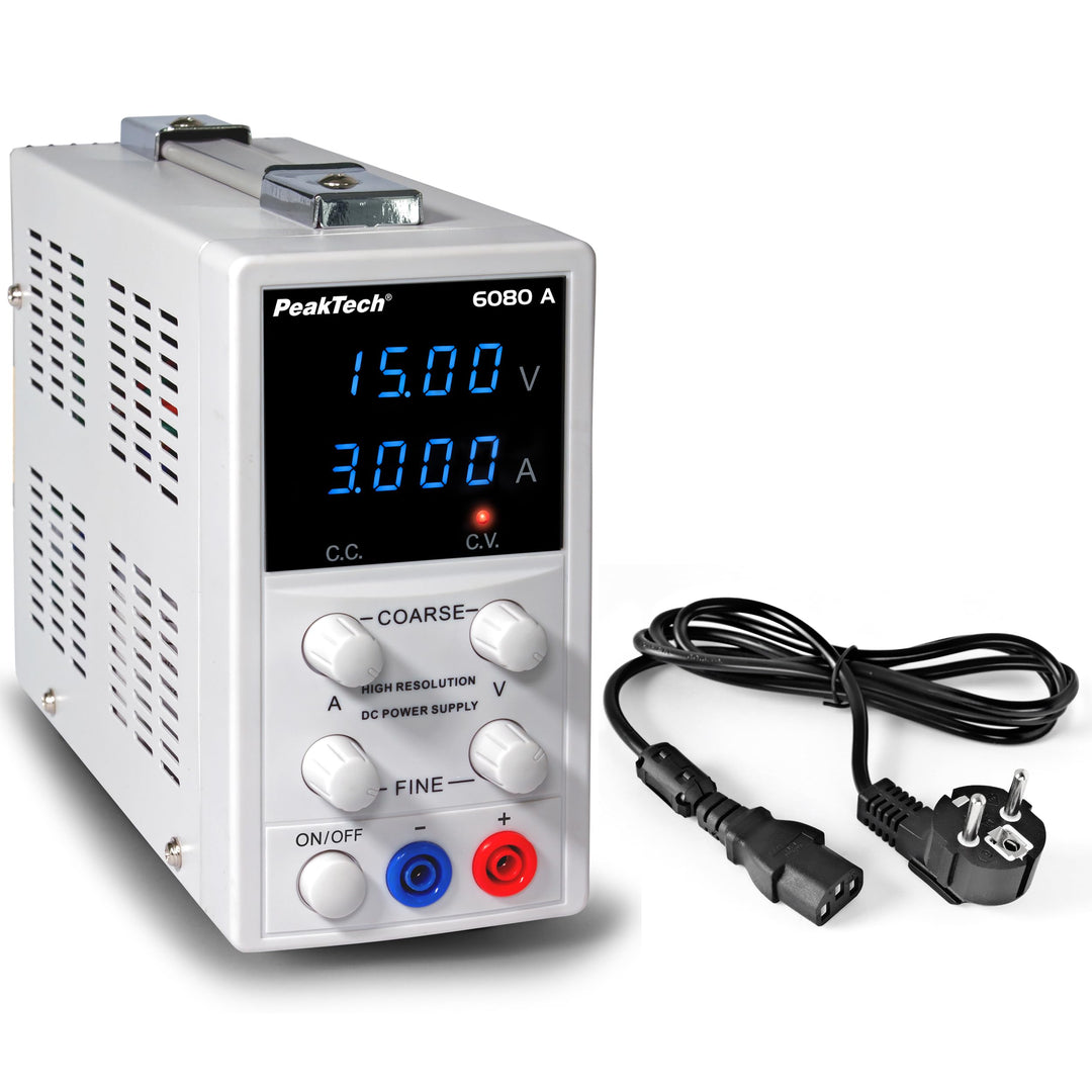 PeakTech P 6080 A Labornetzteil 0-15V / 0-3A, Hochauflösendes Labornetzgerät Single, Single