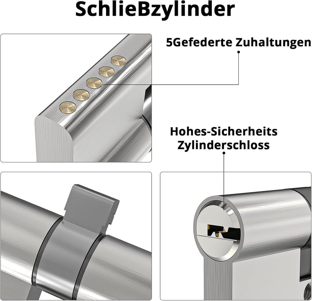 MANICAF 4 Stück Schliesszylinder, Profilzylinder 30/30, Zylinderschloss, Profil-Doppelzylinder mit 1