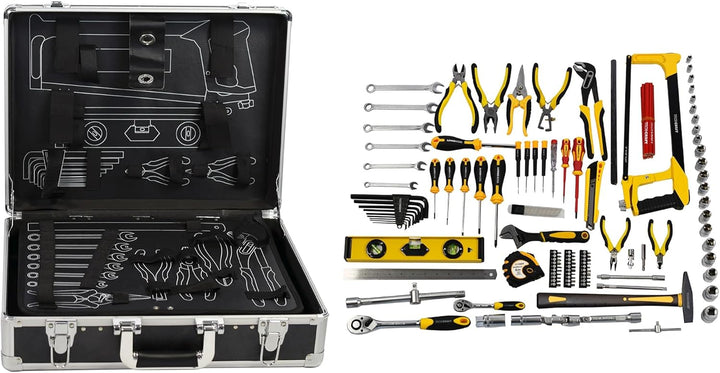 Werkzeugkoffer 130 tlg. | Heimwerker-Set | Werkzeugkasten aus Aluminium | Werkzeugtasche | Werkstatt