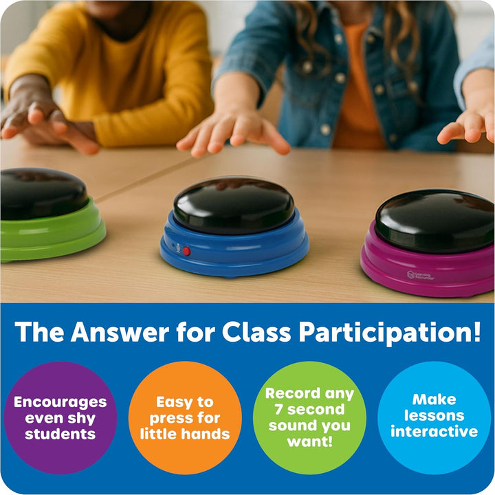 Learning Resources LER3769 Resources Buzzer mit Aufnahmefunktion (4 Stück), (Umverpackung kann abwei