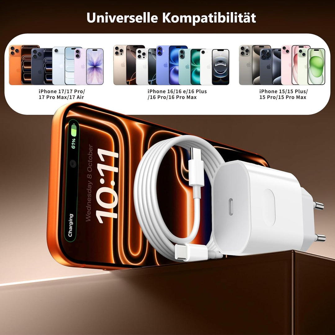 2Pack 40W Schnellladegerät USB C Ladekabel für iPhone 17/17 Pro/17 Pro Max/16/16e/15 Pro Max, iPad A