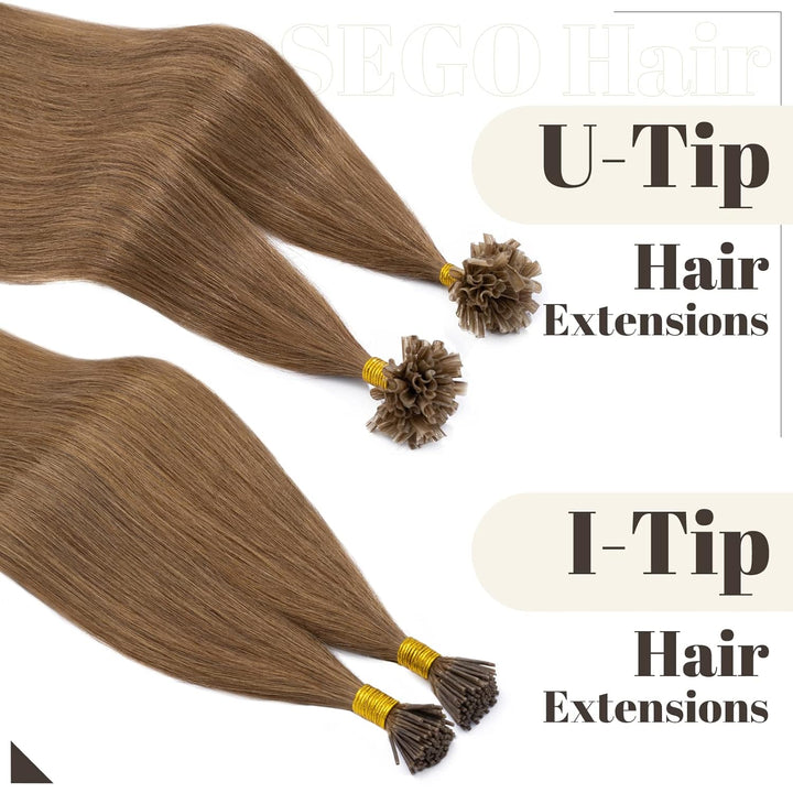 SEGO Bondings Extensions Echthaar 0.5g/Strähnen Haarverlängerung Keratin U-Tip Glue 100 Strähnen 100