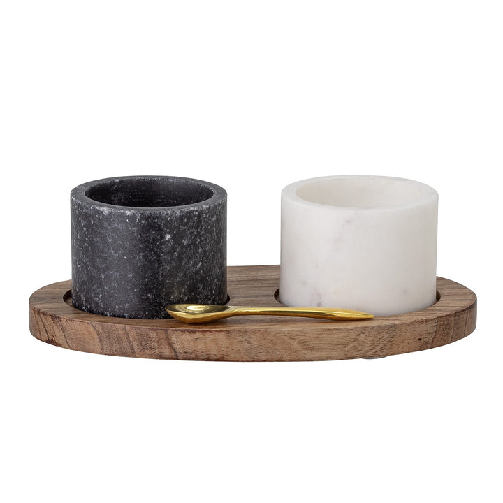 Bloomingville Salzglas mit Löffel Florio, schwarz, Marmor