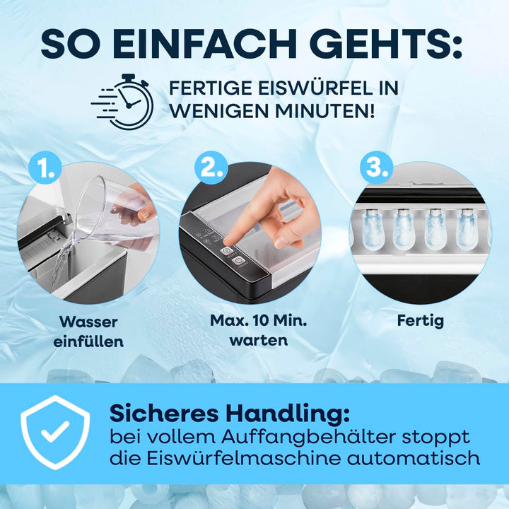 GOURMETmaxx Eiswürfelbereiter 150 Watt für Camping &amp; Co. – kein Wasseranschluss nötig | Eiswürfelmas