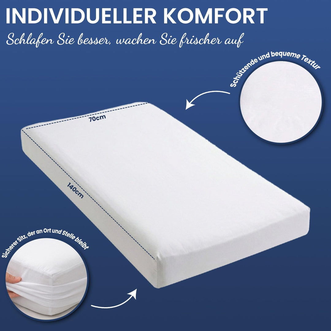 Bubblin Matrasbeschermer voor wieg of ledikant, 70 x 140 cm, waterdicht, met hoeken, 1 stuk (1, 70 x