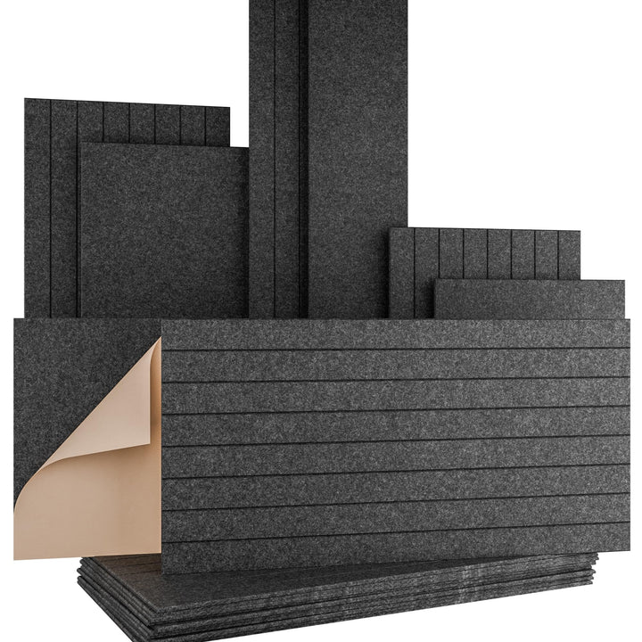 AKUSTIKO Akustikpaneele Selbstklebend 120x60cm - 4 Stück Graphit Akustik Wandpaneele Schallschutz &