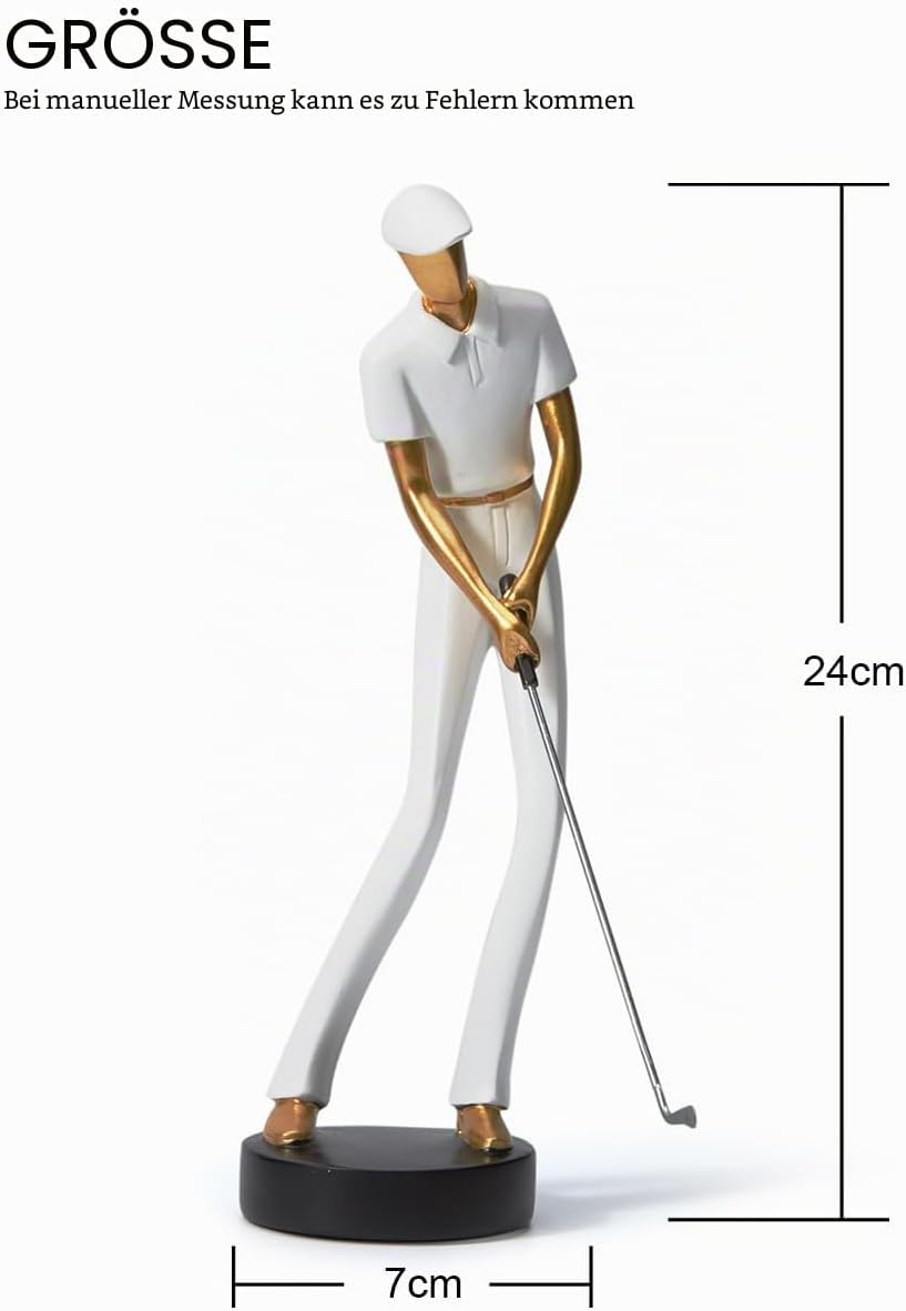 Amoy-Art Golfer Figuren Statue Skulptur Golfspieler Geschenk Polyresin Deko Arts Weiss