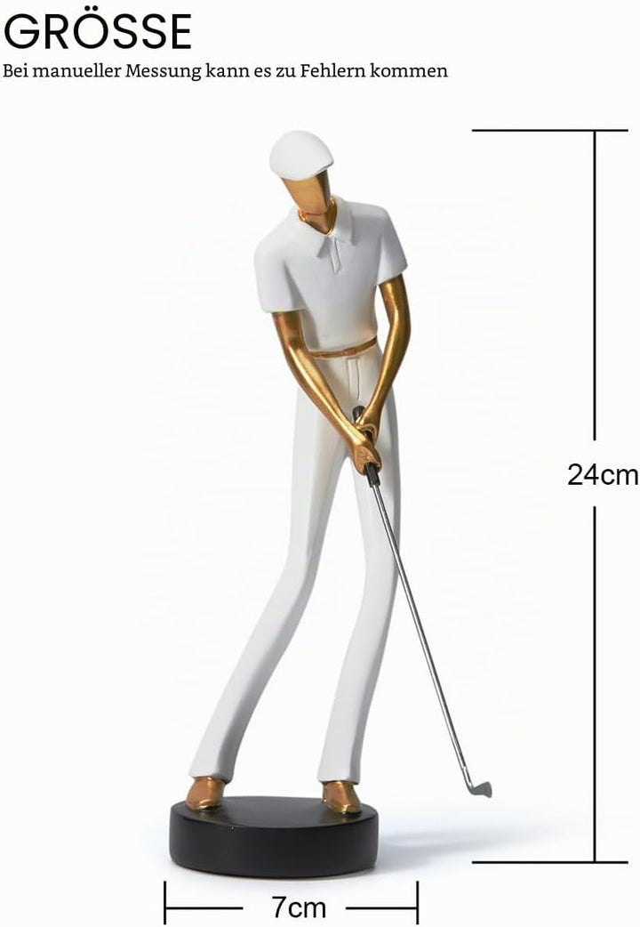 Amoy-Art Golfer Figuren Statue Skulptur Golfspieler Geschenk Polyresin Deko Arts Weiss