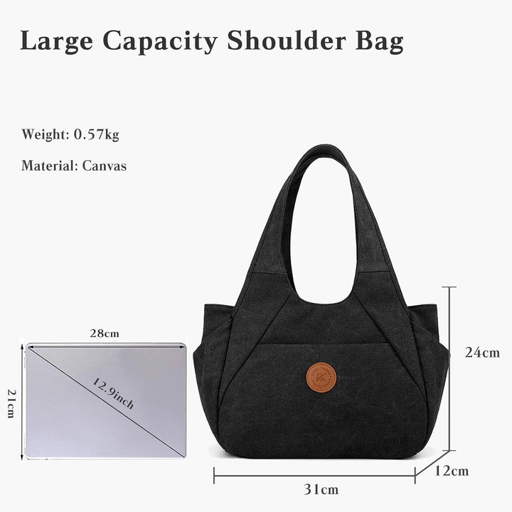 CORIOS Canvas Handtasche Damen Schultertasche Casual Henkeltaschen Grosse Kapazität Tragetasche Mult