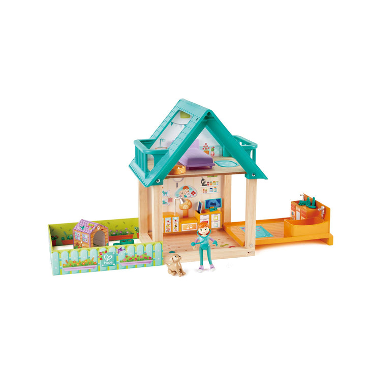 Hape Tierarzt-Set Haus mit Figuren und Tierarztpraxis 30-teilig, ab 3 Jahren