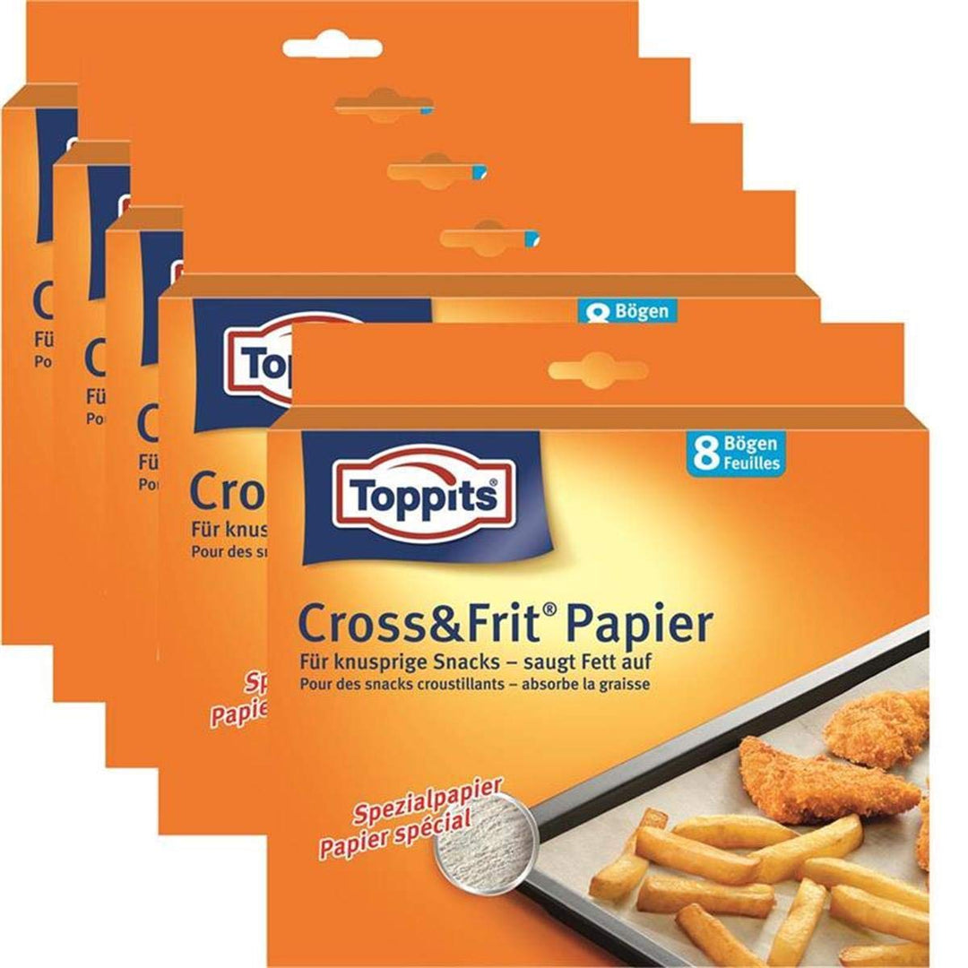 5 x Toppits® Cross&Frit Papier / Back-Spezialpapier (8 Bögen - 37 x 30 cm) SAUGSTARK
