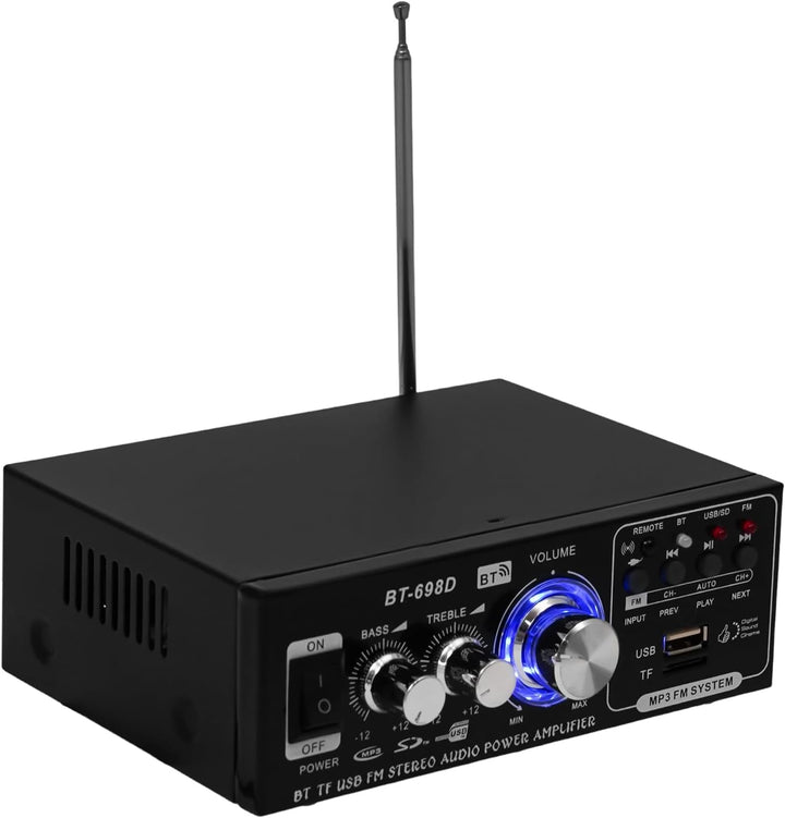 HiFi-Verstärker, Mini Bluetooth Stereo Audio Verstärker Receiver, 60W Mini Amp 2 Kanal, USB-Flash-Di
