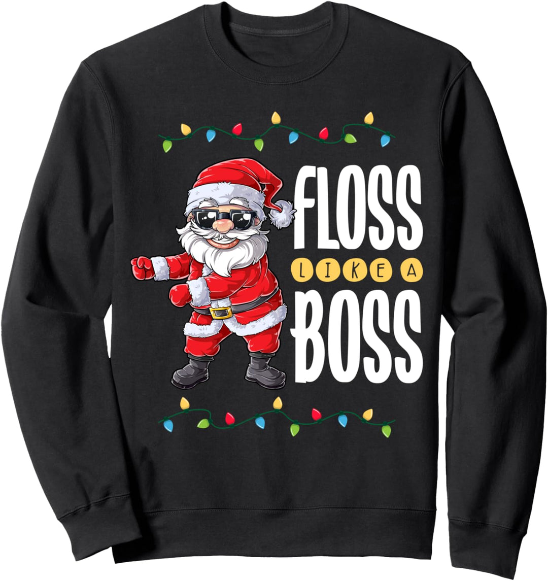 Santa Floss Like A Boss Weihnachten Männer Frauen Xmas Flossing Sweatshirt