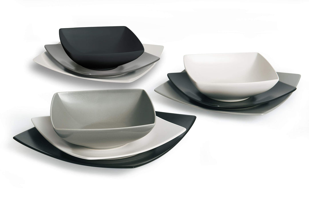 Brunch Time Geschirr 18 tlg. Set Eclipse Grau,schwarz,weiss Singles, Grau,schwarz,weiss Singles