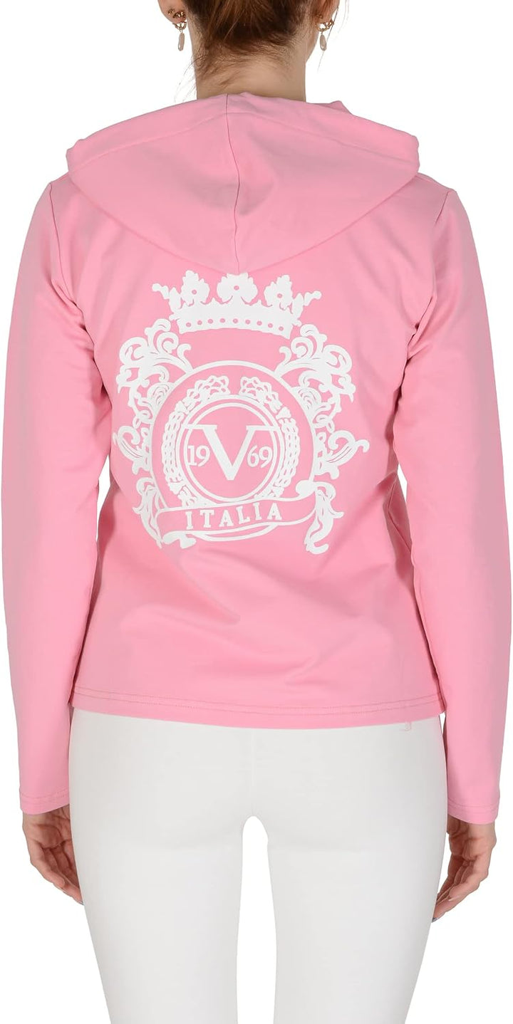 19V69 ITALIA Damen Eleana Hoodie Kapuzenpullover XL Rosa, XL Rosa
