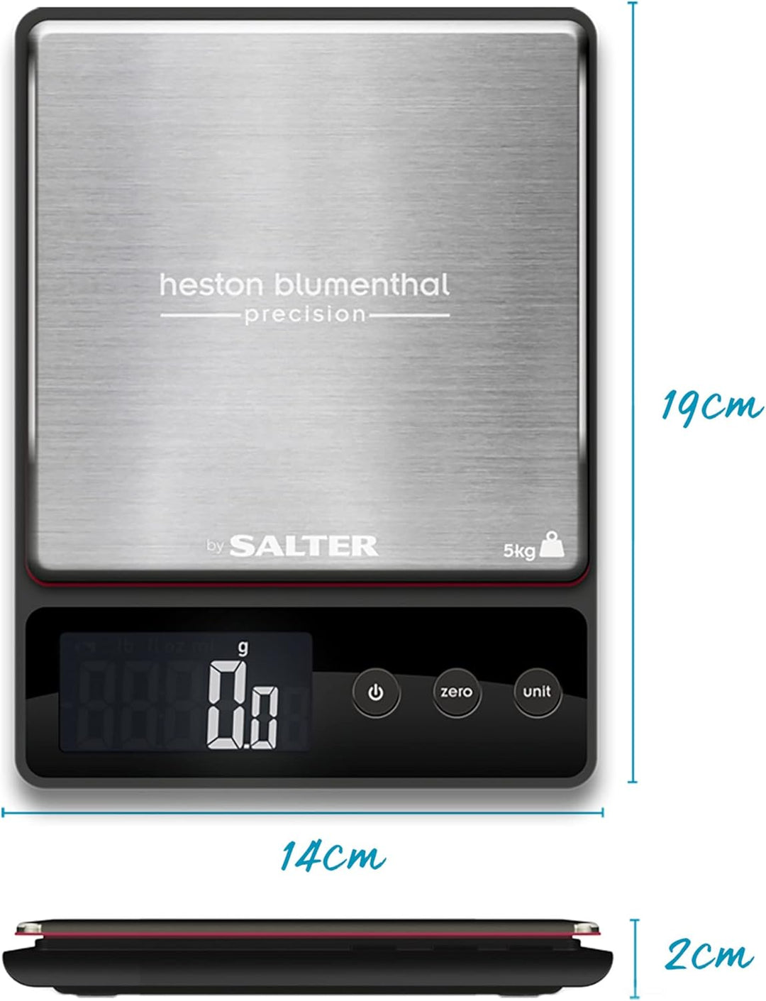 Heston Blumenthal by Salter 1140A HBBKDR Digitale Küchenwaage - 5kg Kapazität, Messung in Präzisions