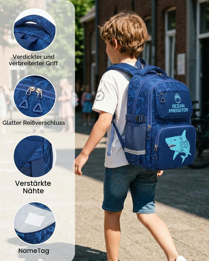 Amythe Schulrucksack Jungen Teenager, Schultasche Kinder mit Reflektoren für 1. bis 4. Klasse, Leuch