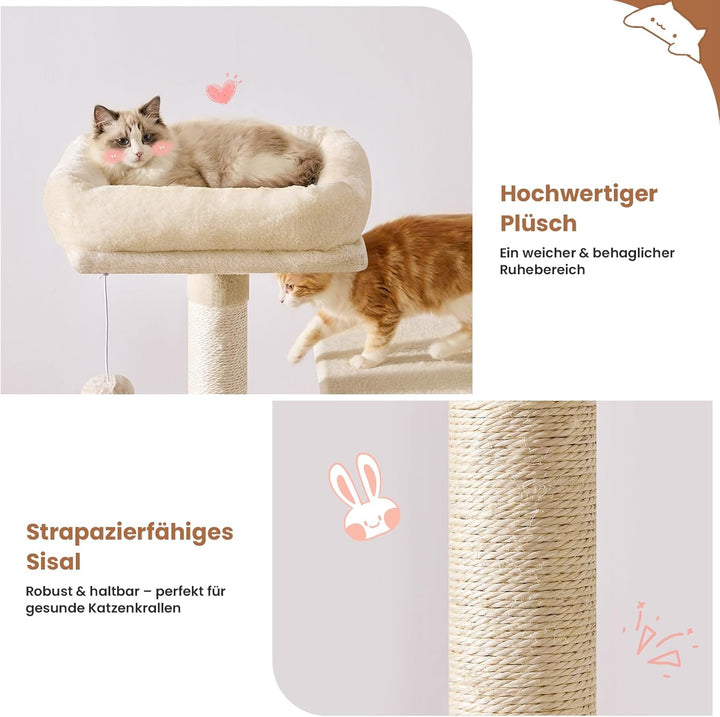 MSmask Kratzbaum gross, L Katzenkratzbaum Stabil, Katzenbaum mit Katzenhöhlen, Plattformen, Hängemat
