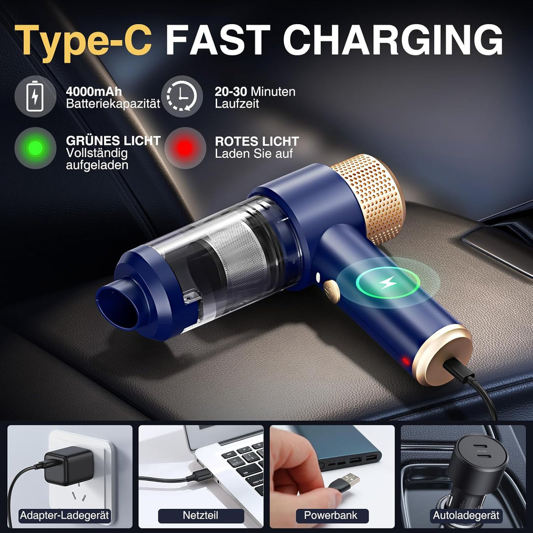 Dealswin 4-in-1 Handstaubsauger Kabellos, 15KPA Stark Auto Mini Staubsauger Tastatursauger, 100500 U