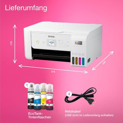 Epson EcoTank ET-2876 A4-Multifunktions-Wi-Fi-Tintentankdrucker, mit einem im Lieferumfang enthalten