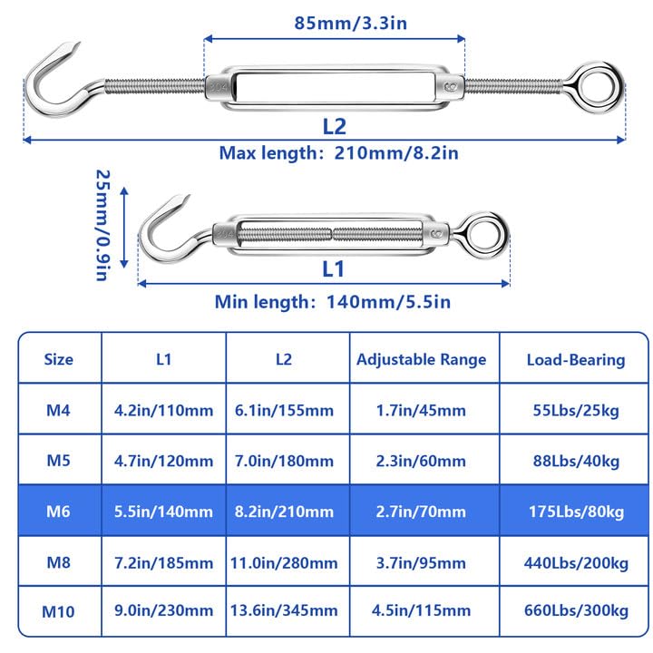 TooTaci Edelstahlseil 3mm Set,15M Drahtseil Rankhilfe Set,304 Edelstahl Stahlseil &amp; M6 Seilspanner S