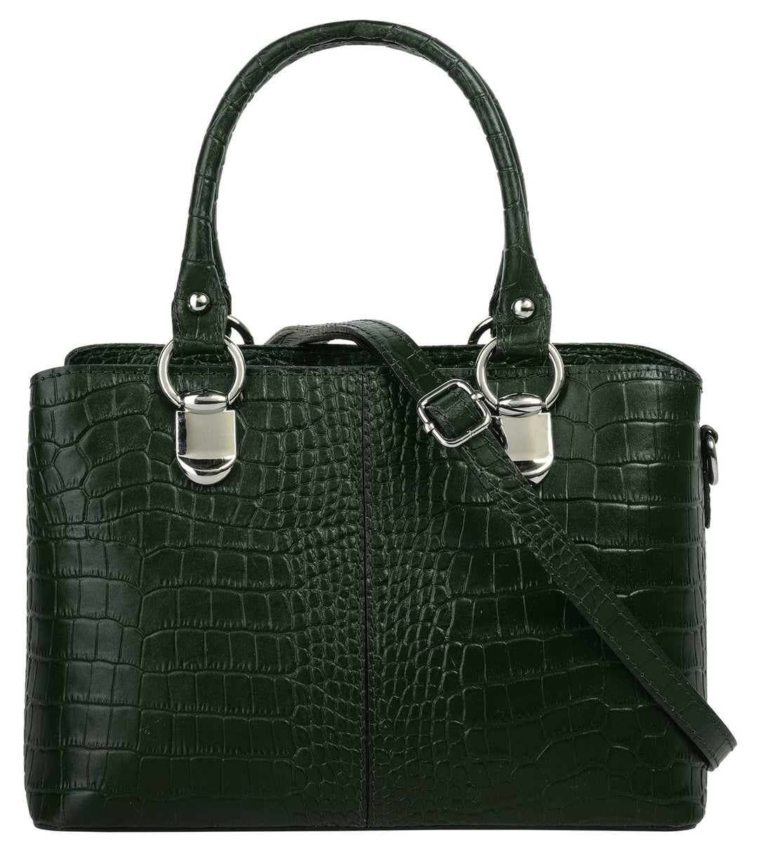 Cluty Umhängetasche echt Leder Damen - 021374 Dunkelgrün, Dunkelgrün