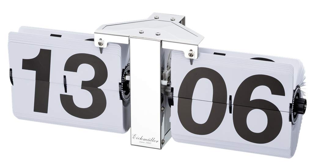 Eichmüller since 1950 Deko Flip Uhr - Tischuhr - Silber weiss