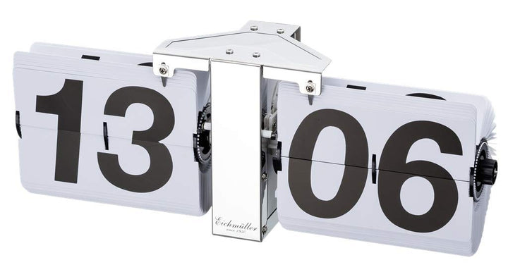 Eichmüller since 1950 Deko Flip Uhr - Tischuhr - Silber weiss