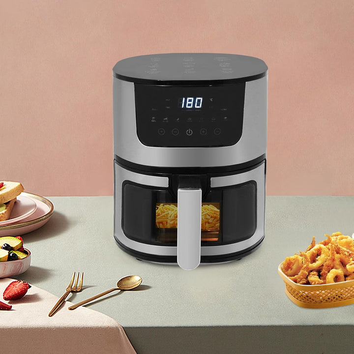 Heissluftfritteuse, Airfryer Gross mit Temperaturregelung 80-200 °C, Einstellbare Zeit 0–60 min, Aut